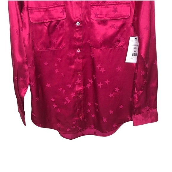 Tabitha Simmons Equipment Pink Satin Star Print Button Down Shirt - Picture 4 of 9